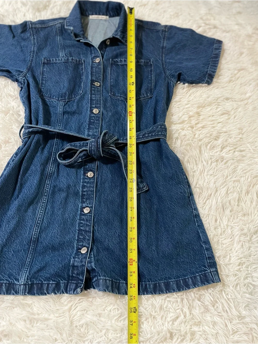 Abercrombie & Fitch Utility 90s Y2K Western Cowgirl Belted Denim Jean Dress L - Picture 9 of 13
